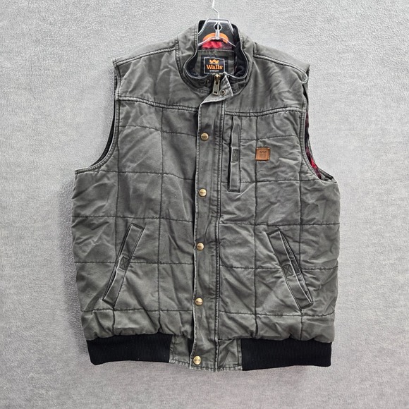 Walls Men Jacket XL Gray Vest Outdoor Hunting Fishing Plaid Lined Full Zip - Picture 1 of 11